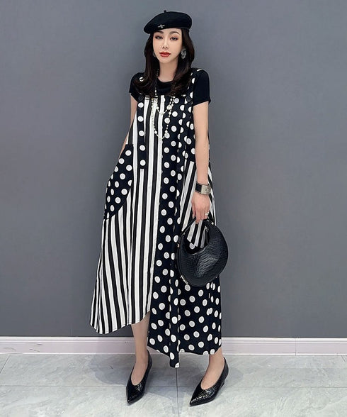 Polka Dot & Stripe Patchwork Dress